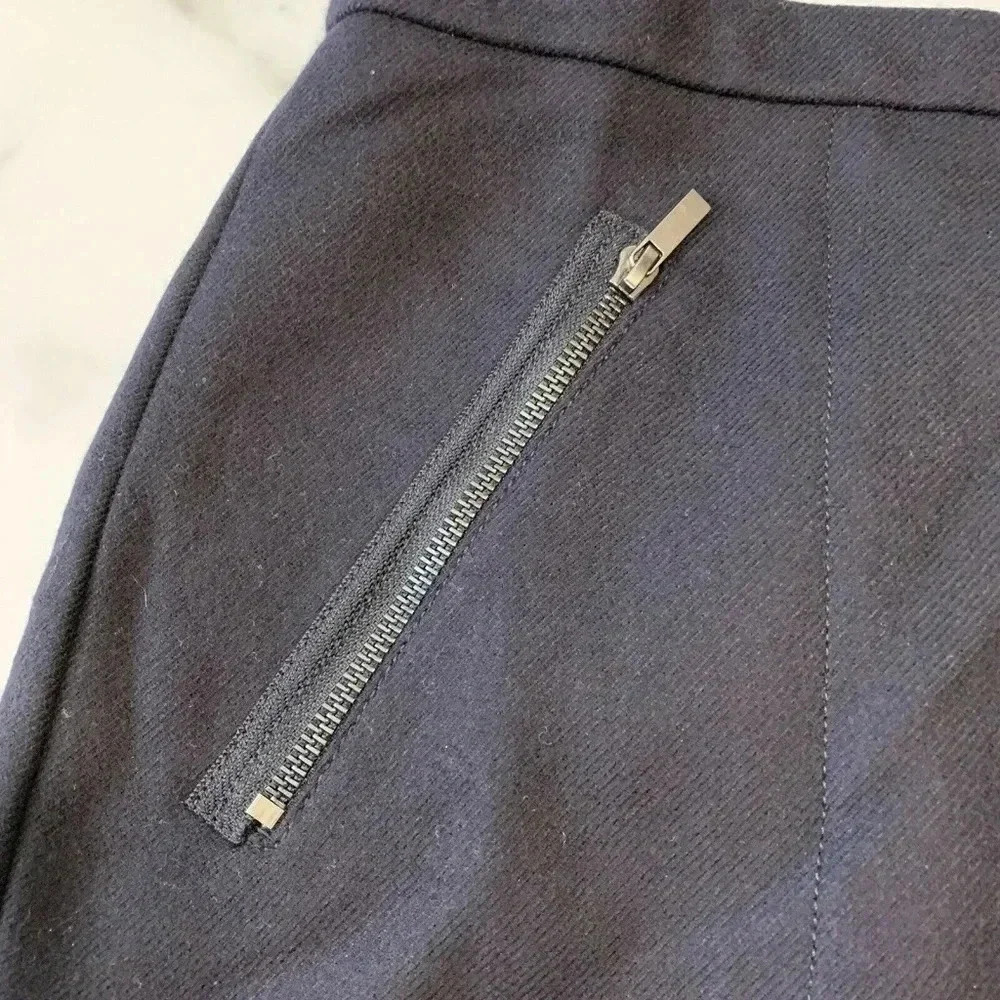 J. Crew Size 2 Petite Blue Wool Asymmetrical Zip Pencil Skirt NEW - Picture 5 of 6